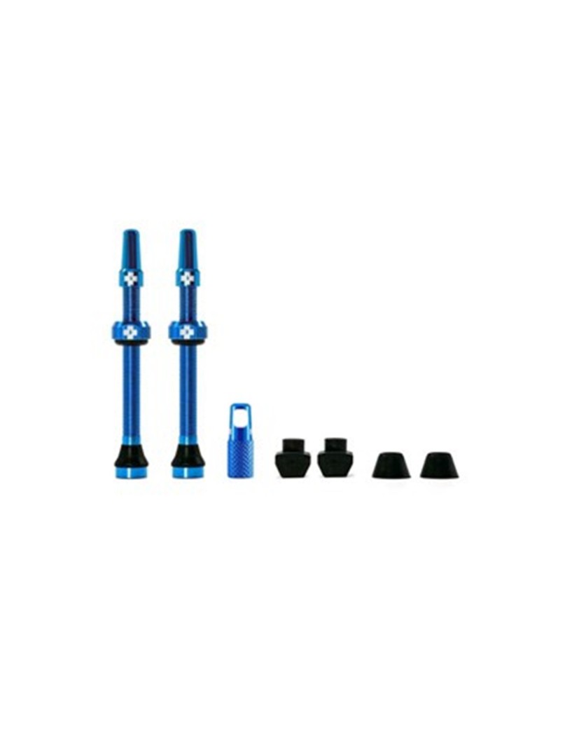 JUEGO DE VALVULAS MUC-OFF ALUMINIO TUBELESS 60 MM AZUL