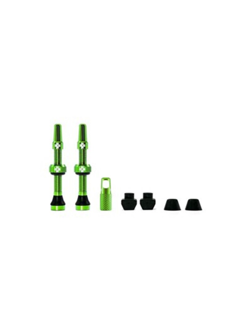 JUEGO DE VALVULAS MUC-OFF ALUMINIO TUBELESS 44 MM VERDE