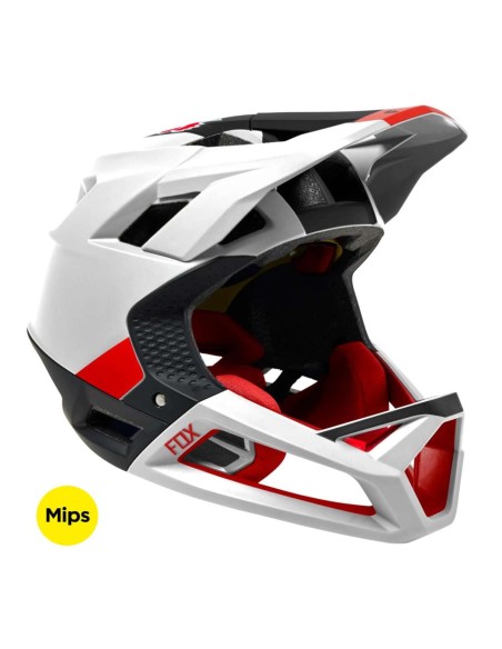 Casco fox proframe blanco/rojo