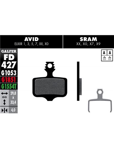 PASTILLAS FRENO  STANDARD GALFER AVID ELIXIR XX, X0, 7, 9